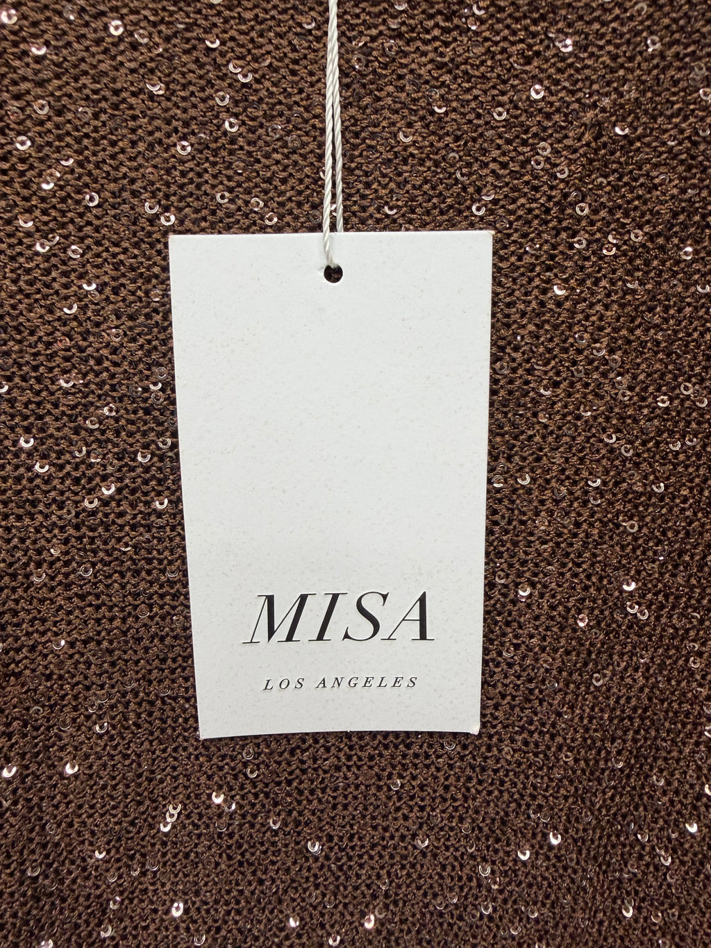 ✨ MISA Los Angeles Brown Sequin Knit Crop Sweater – Luxe Sparkle Cropped Top – ✨🤎 Size XS