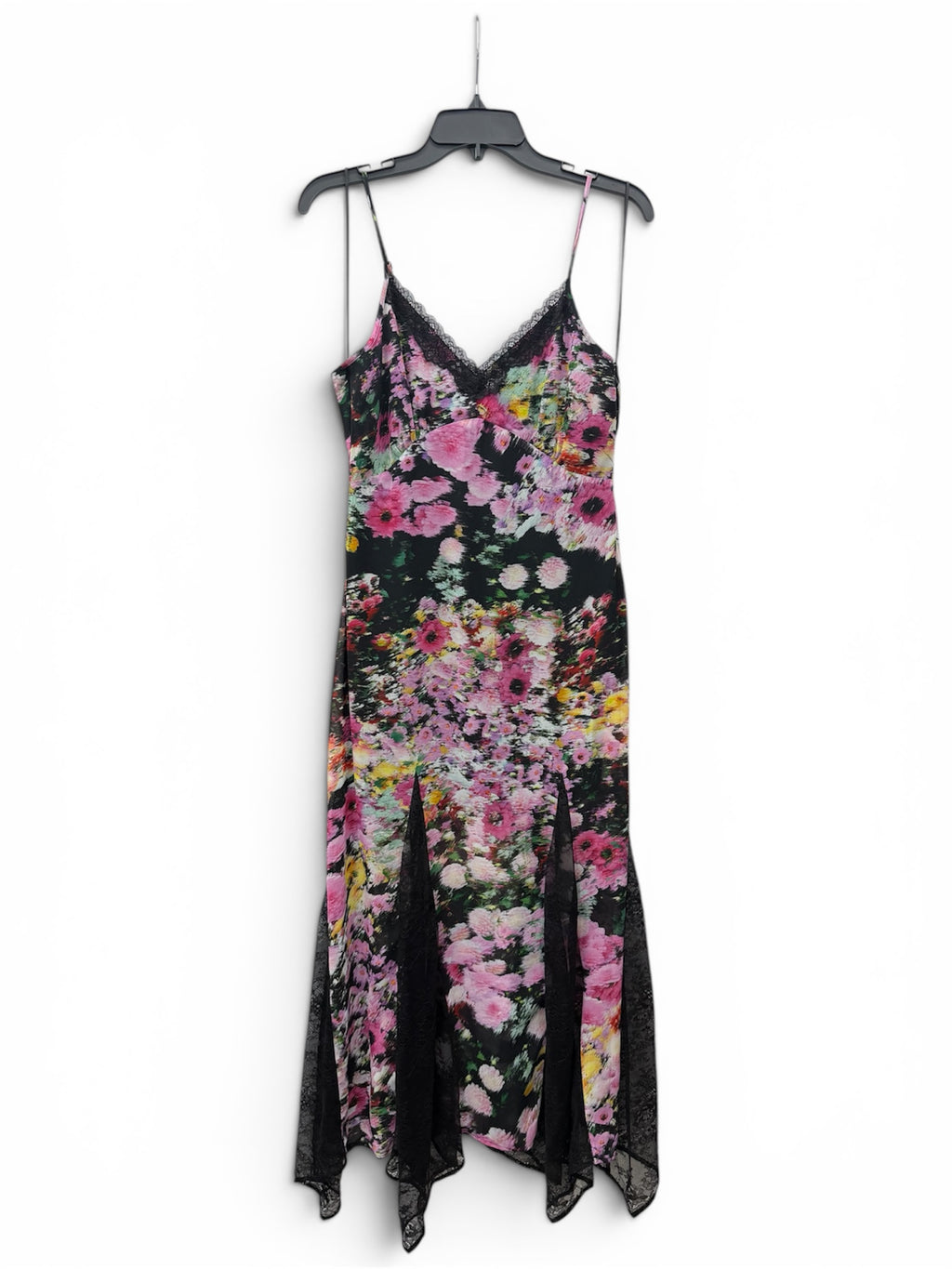 🌸 Steve Madden Delia Floral Midi Dress – Lace Trim Handkerchief Hem Dress  🌸 Size Small & Medium