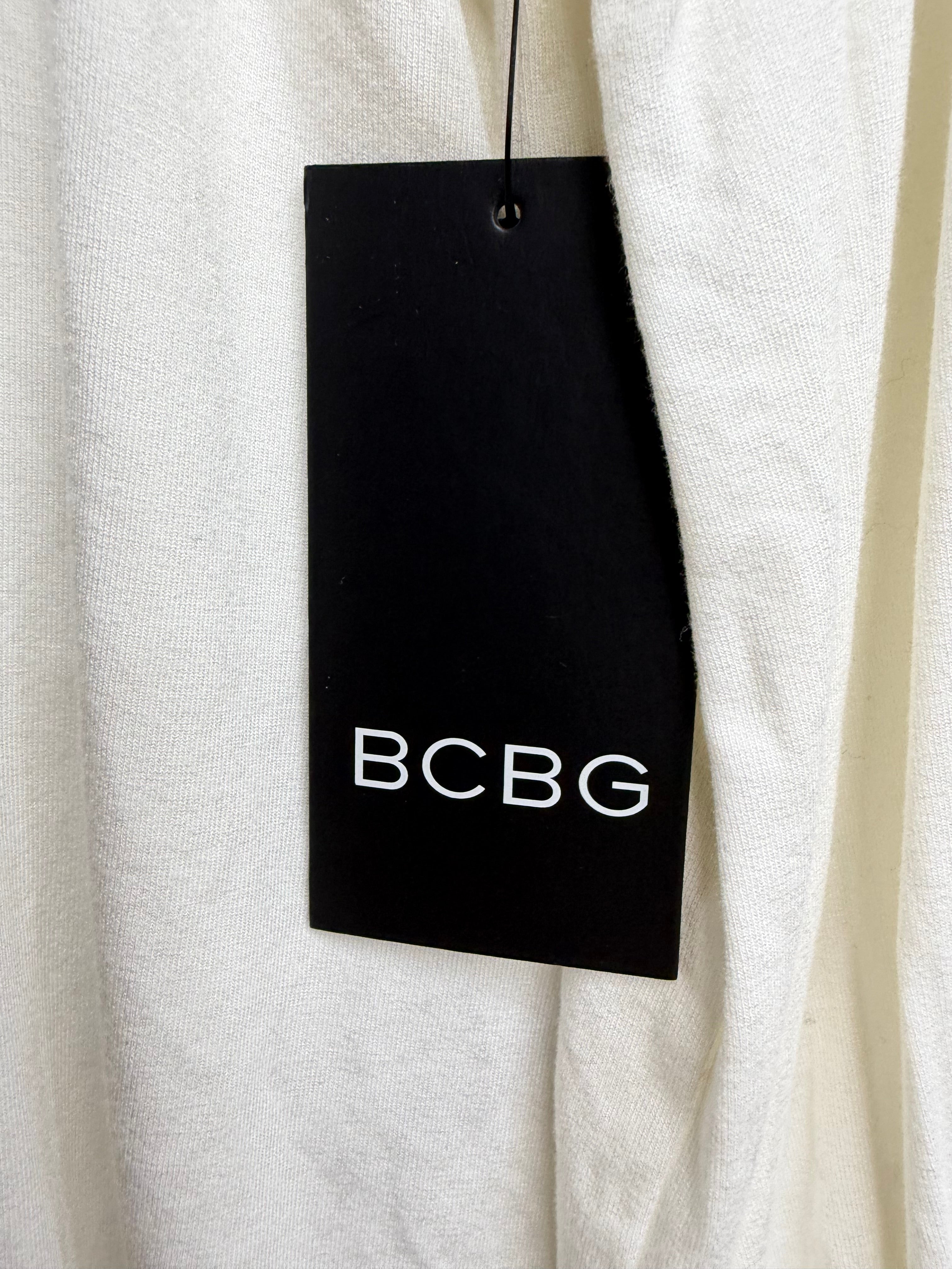 ✨ BCBG Ivory Ruffle Front Blouse – Elegant Long Sleeve Button Detail Top - Size Small