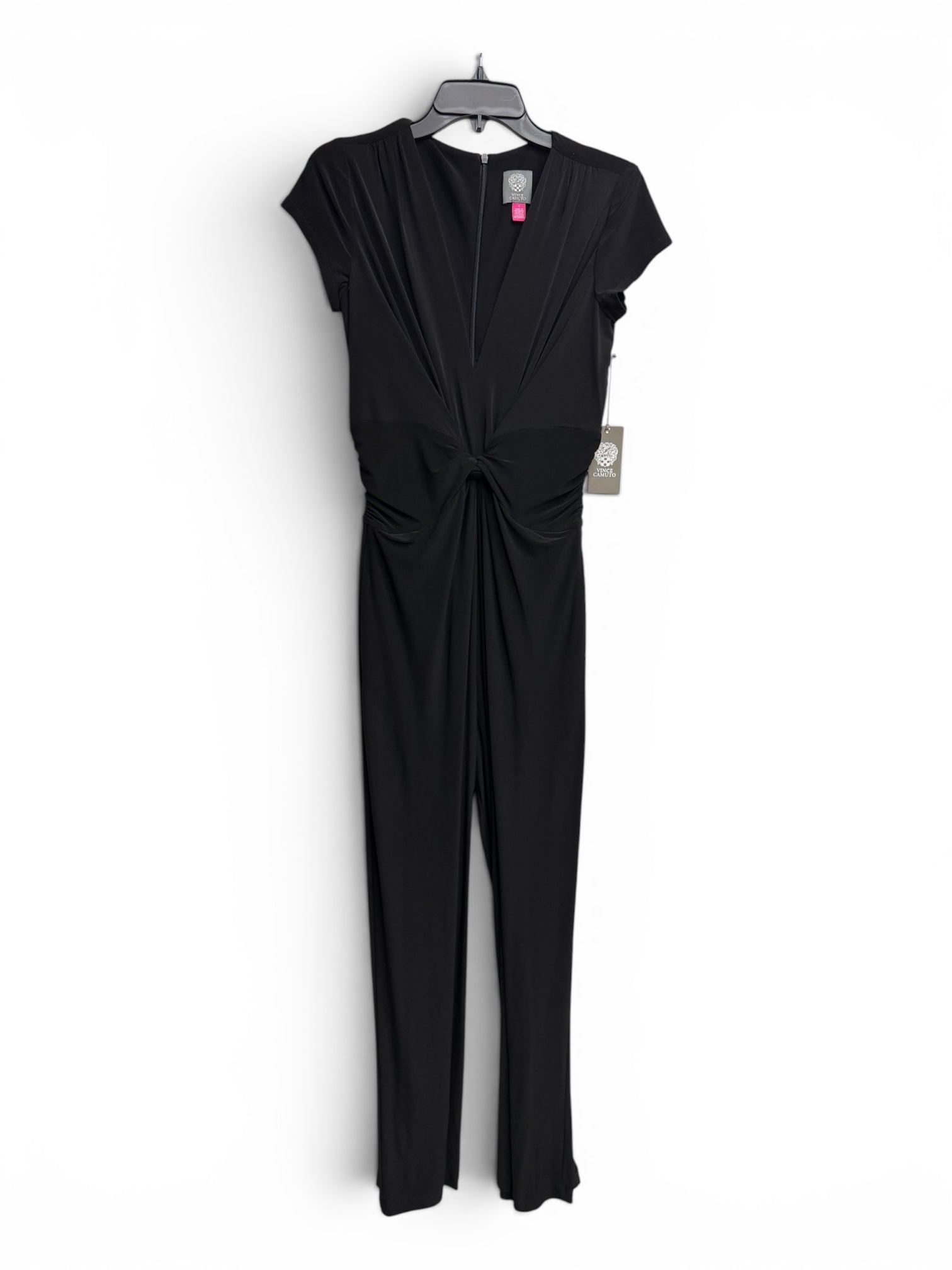 🖤 Vince Camuto Black Twist Front Wide Leg Jumpsuit – Elegant V-Neck One Piece Women’s Size S