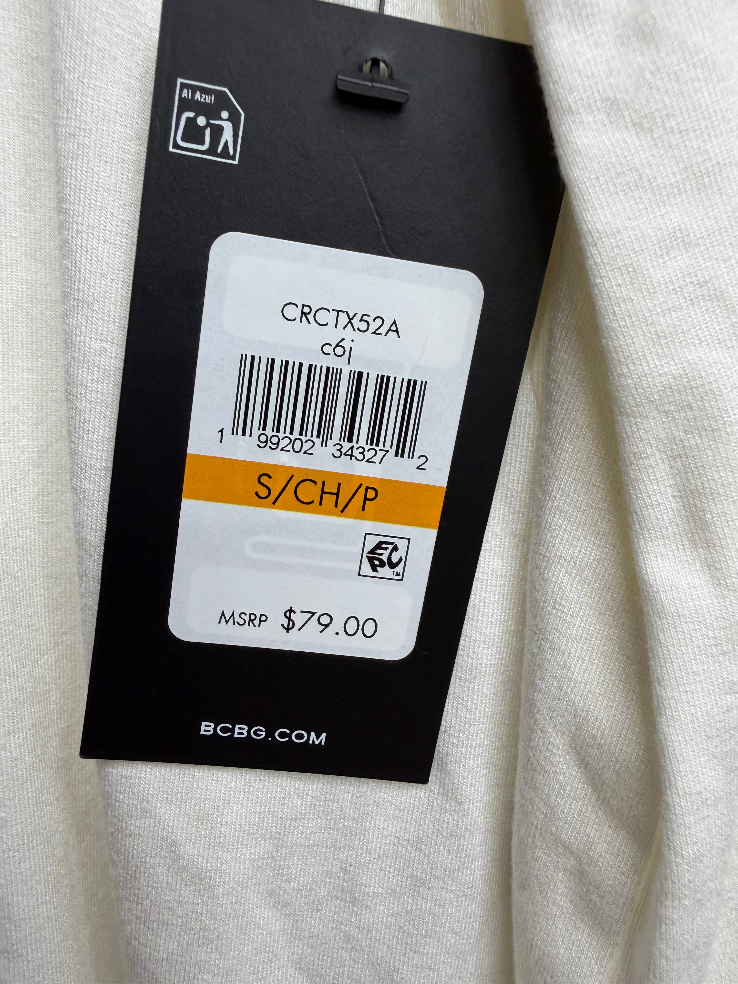 ✨ BCBG Ivory Ruffle Front Blouse – Elegant Long Sleeve Button Detail Top - Size Small
