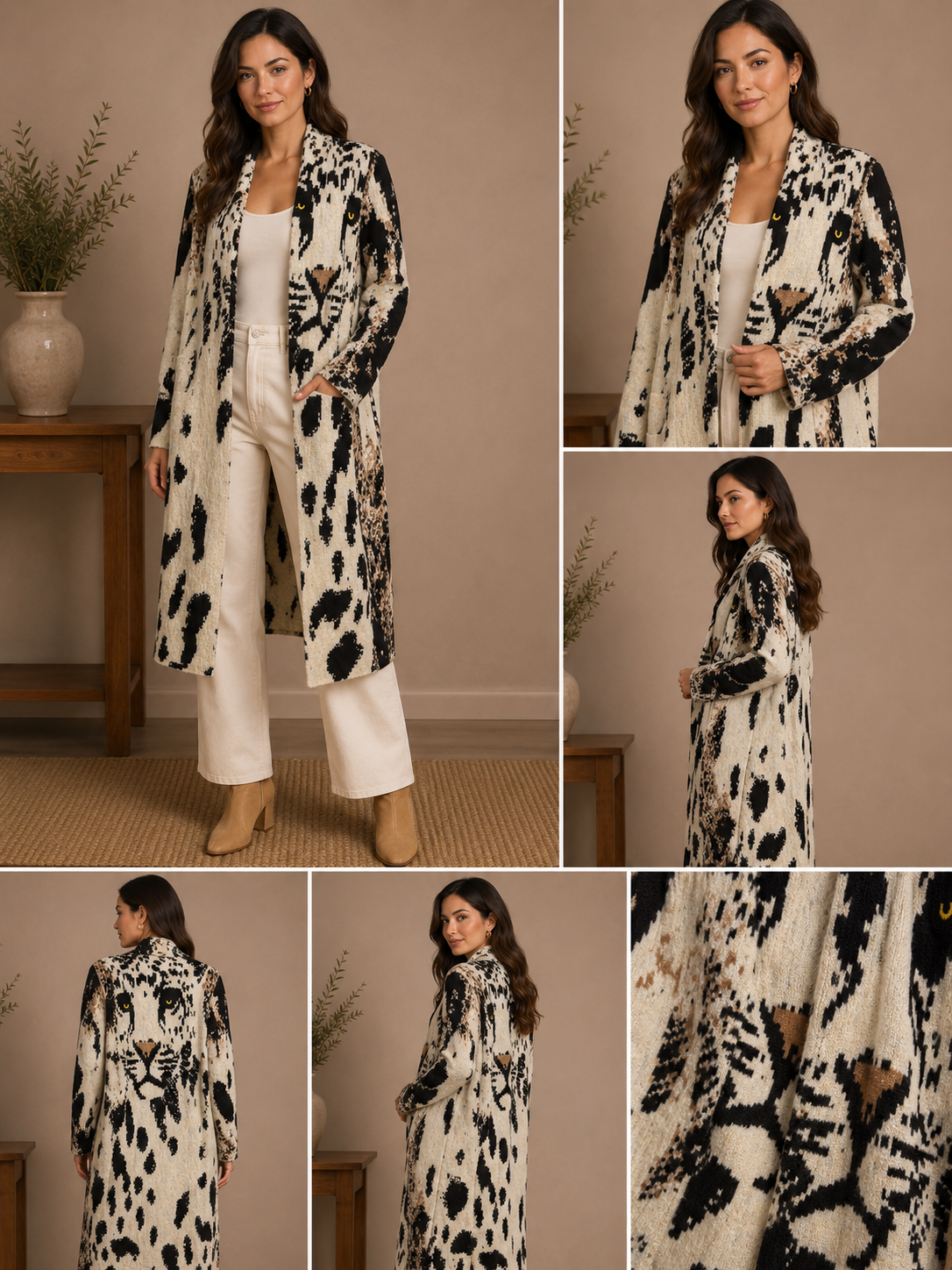 🐆 Anthropologie Leopard Graphic Longline Cardigan Sweater Duster – Statement Animal Print Luxury Layer ✨ Size XXS/XS