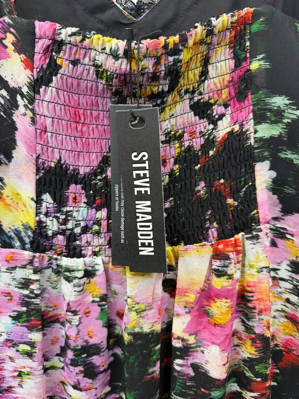 🌸 Steve Madden Delia Floral Midi Dress – Lace Trim Handkerchief Hem Dress  🌸 Size Small & Medium