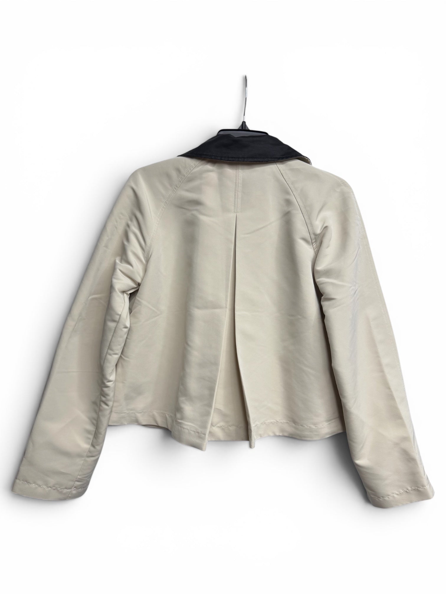 🖤 Steve Madden Justina Jacket – Oatmeal & Black Contrast Collar Cropped Utility Jacket | Chic Modern Layer - Size XS