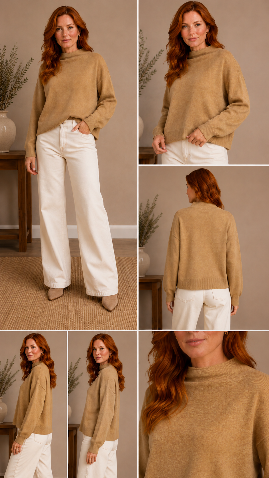 🧥✨ Anthropologie Petites Tan Mock Neck Sweater – Cozy Luxe Essential ✨🧥 Large Petite (LP)