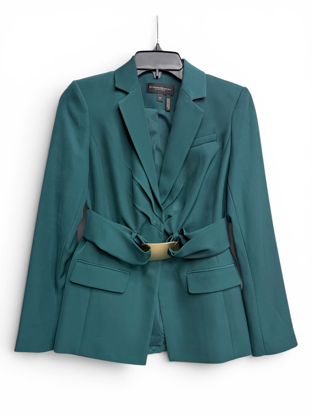 ✨💚 DONNA KARAN NEW YORK Belted Blazer Jacket – Emerald Green Tailored Career Blazer 💚✨ Size 2P