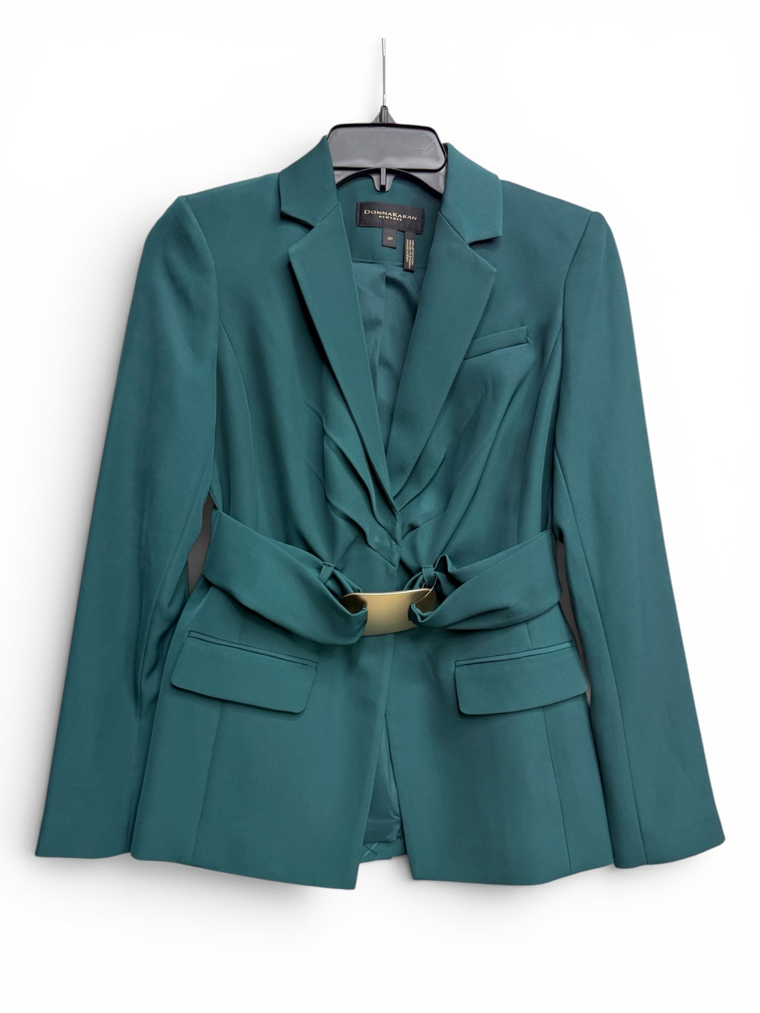 ✨💚 DONNA KARAN NEW YORK Belted Blazer Jacket – Emerald Green Tailored Career Blazer 💚✨ Size 2P