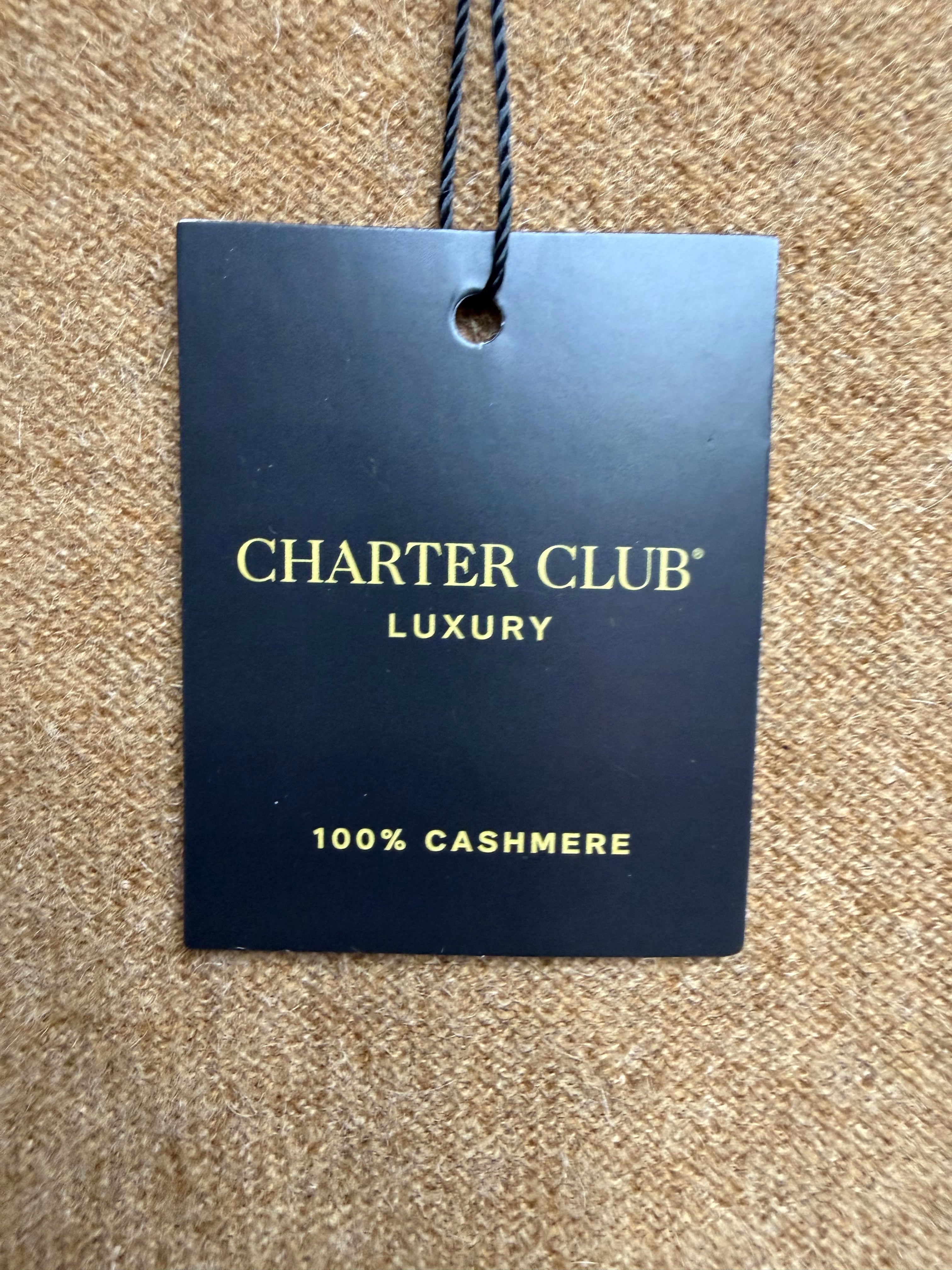 🧥✨ Charter Club Luxury 100% Cashmere Open Front Cardigan Sweater – Camel Brown – Women’s Luxury Layering Piece ✨ Size Petite Large