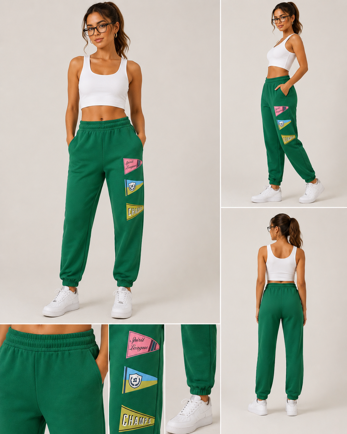 ✨ 💚 Rare Anthropologie Sunday Green Graphic Jogger Sweatpants - Casual Lounge Athleisure 💚 ✨ Size Small