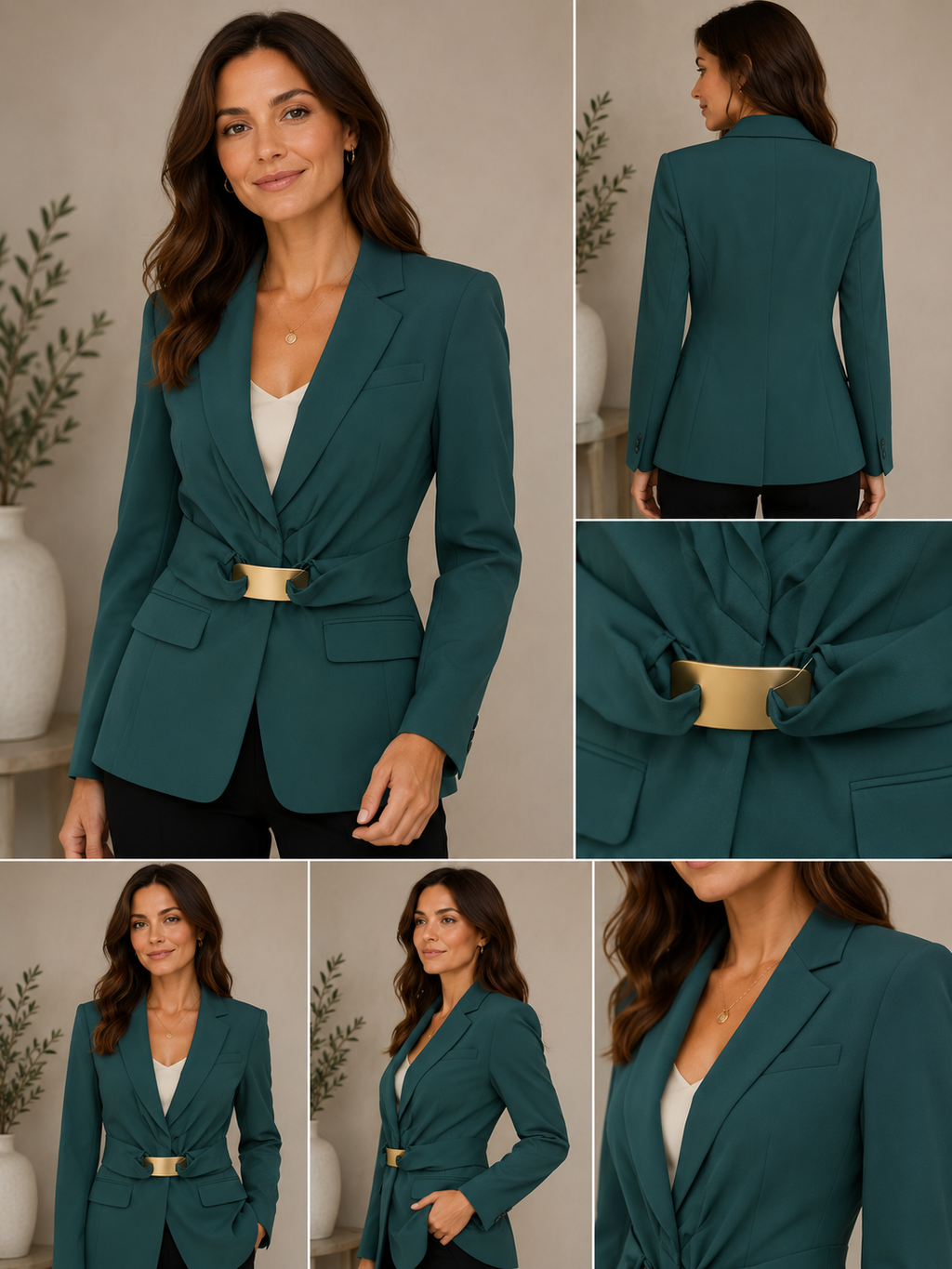✨💚 DONNA KARAN NEW YORK Belted Blazer Jacket – Emerald Green Tailored Career Blazer 💚✨ Size 2P