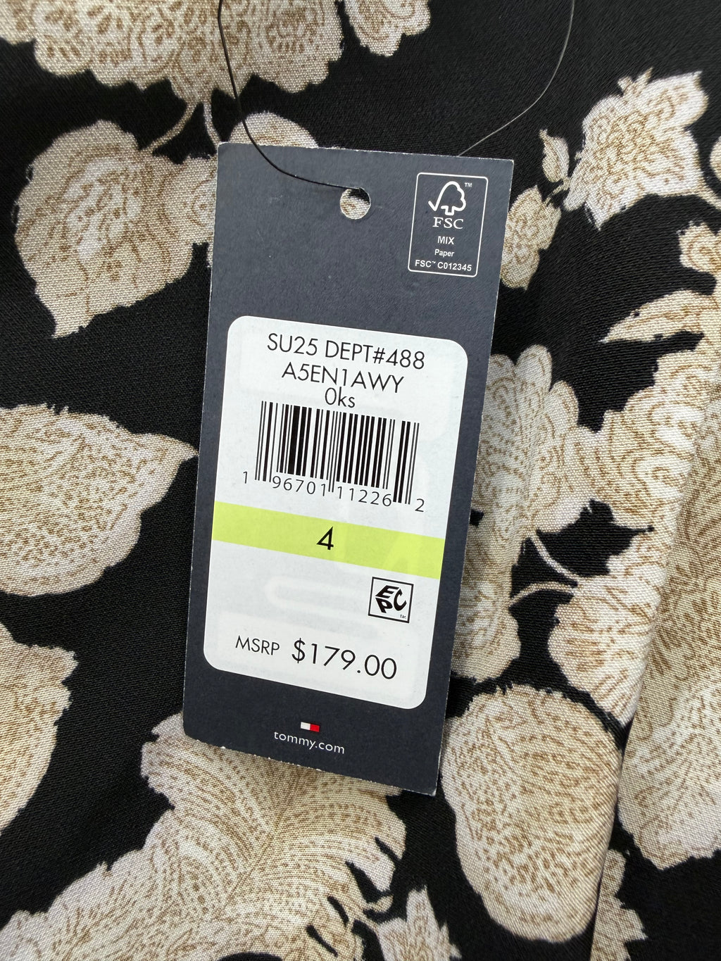 ✨ Tommy Hilfiger Elegant Black & Gold Floral Dress ✨ Size 4