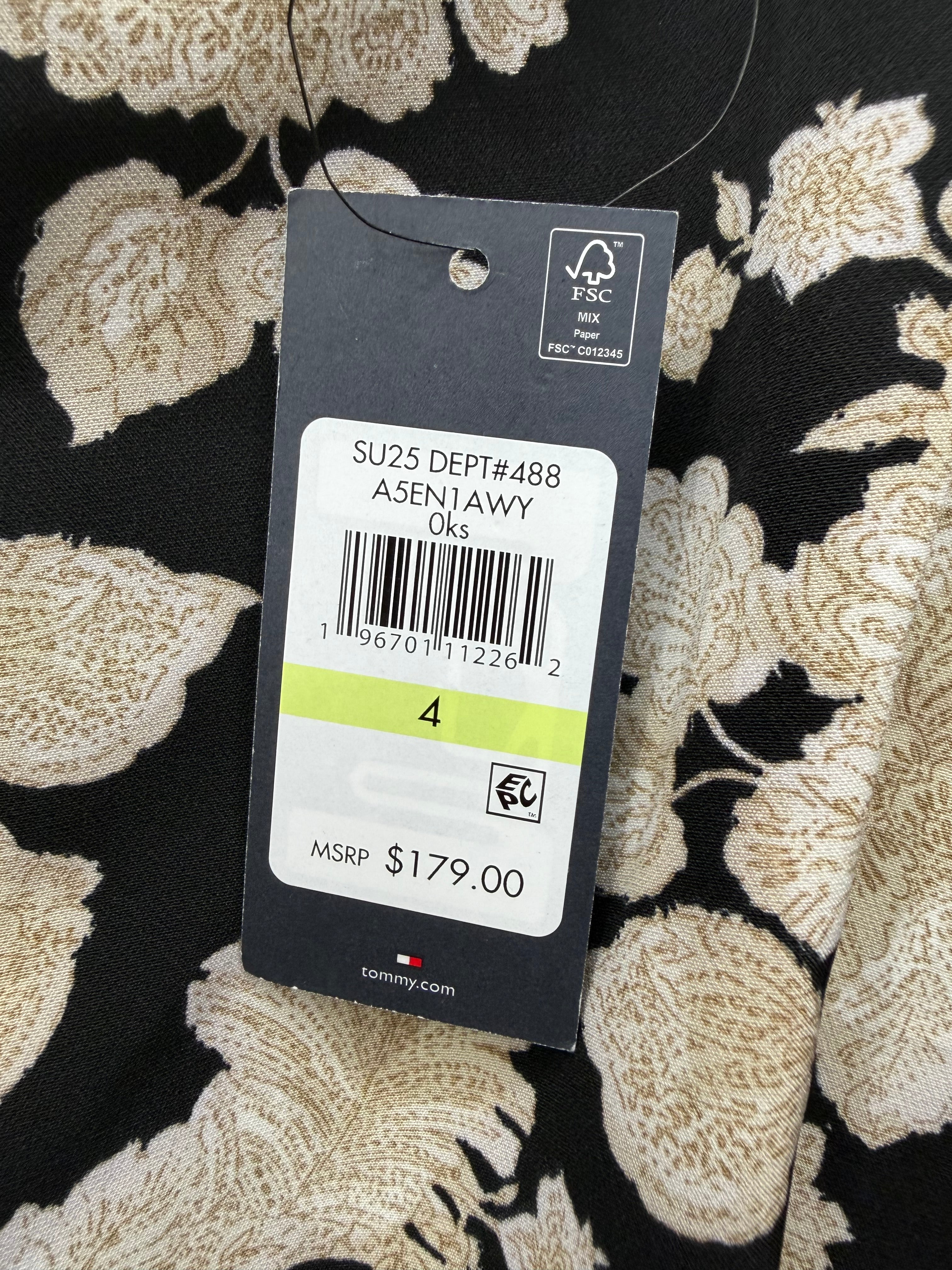 ✨ Tommy Hilfiger Elegant Black & Gold Floral Dress ✨ Size 4