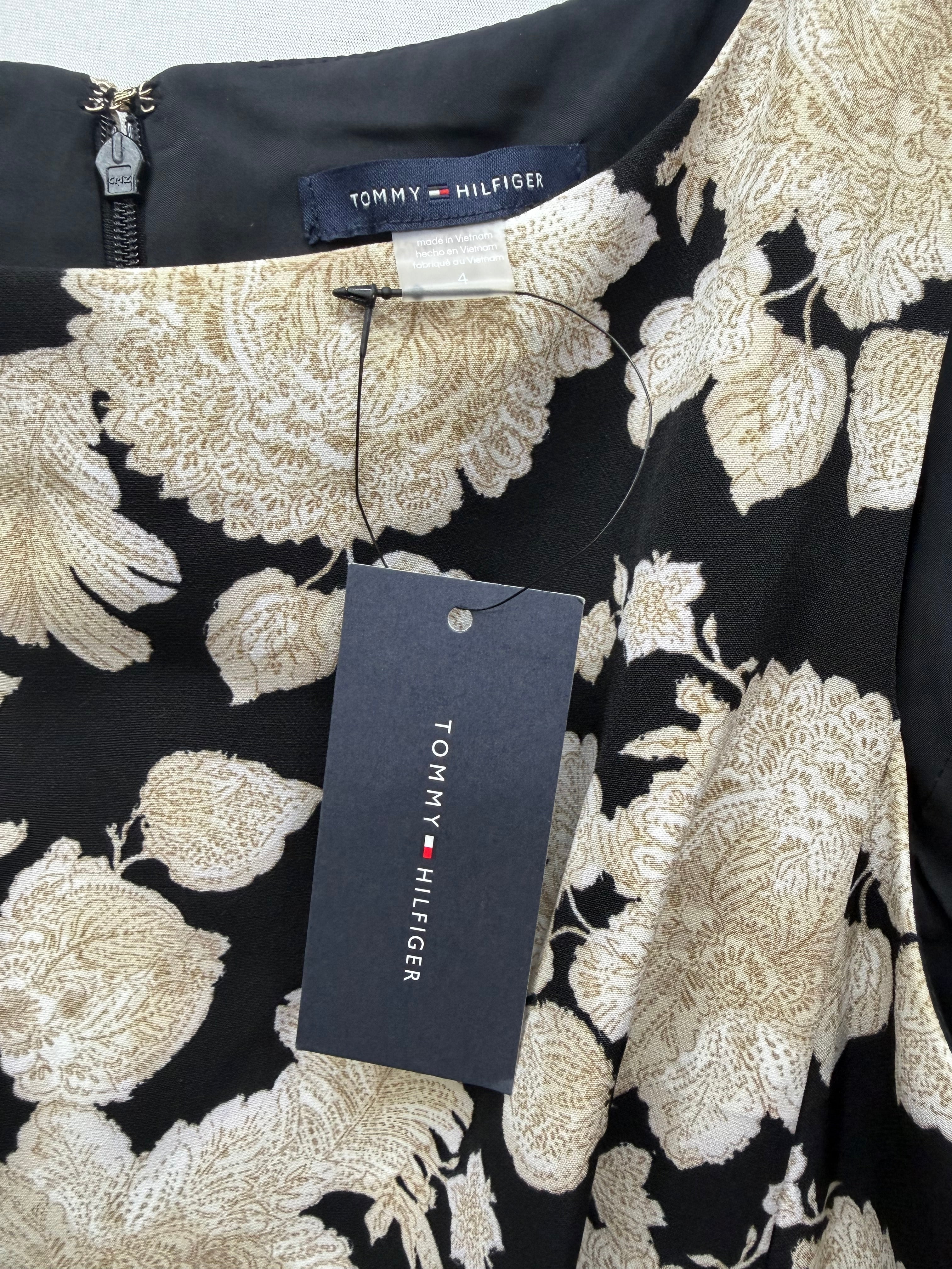 ✨ Tommy Hilfiger Elegant Black & Gold Floral Dress ✨ Size 4