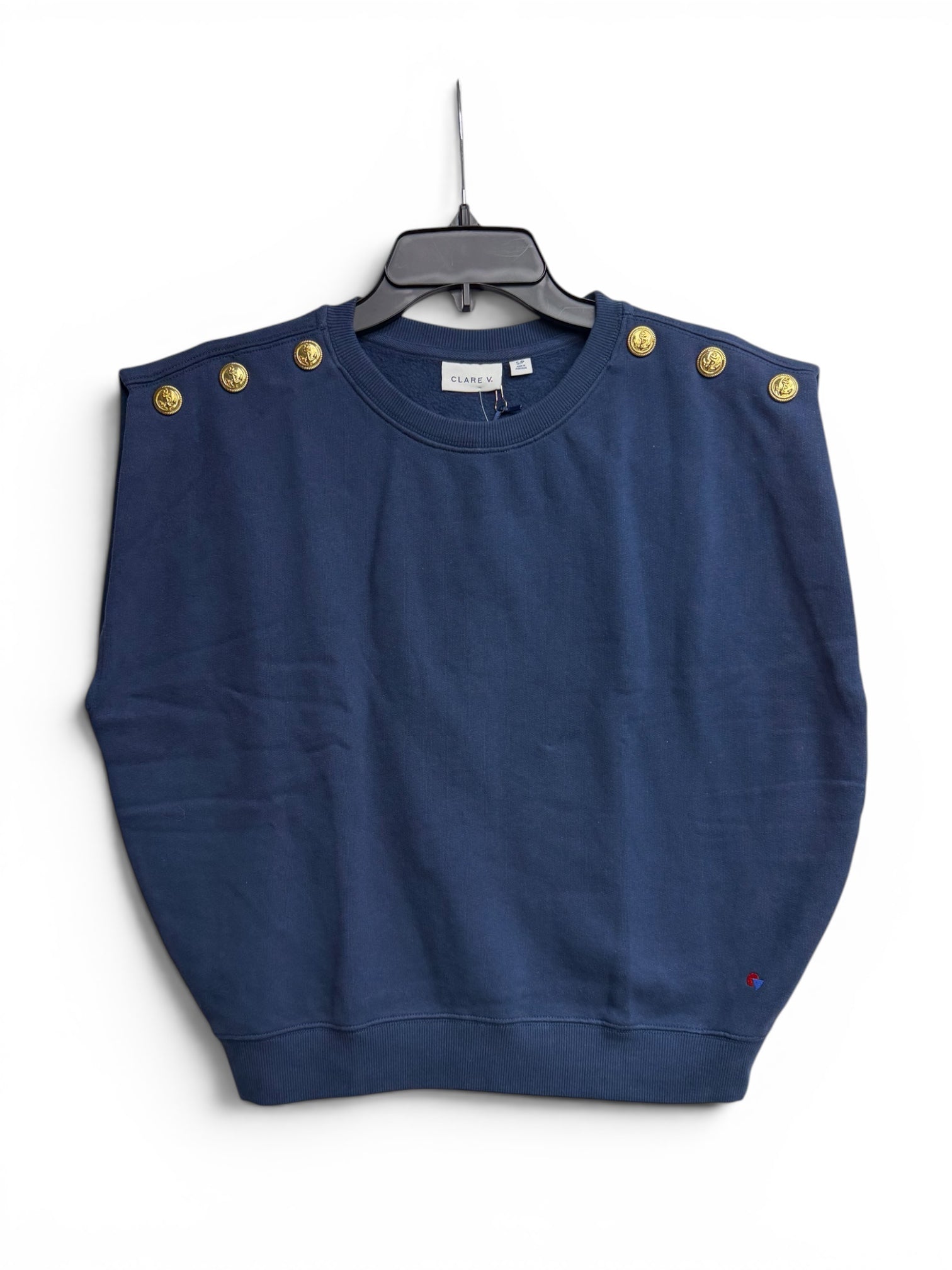 ❤️ Clare V. for Anthropologie Navy Gold Anchor Button Sleeveless Sweatshirt ❤️ Size Small