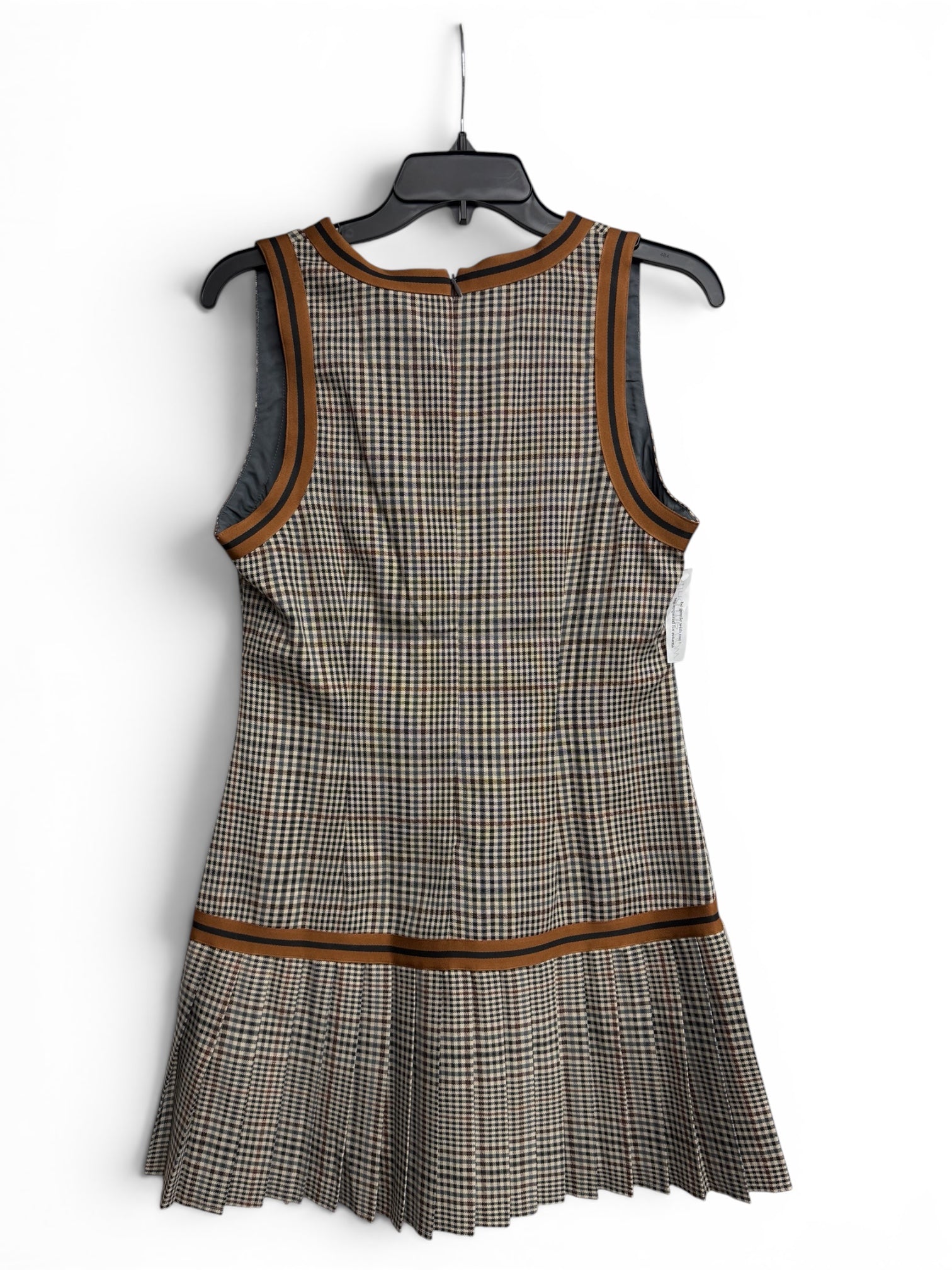 🖤🤎 Find Me Now Plaid Drop Waist Mini Dress – Brown Check Sleeveless Pleated Dress | Boutique Chic V-Neck Dress - Size Medium