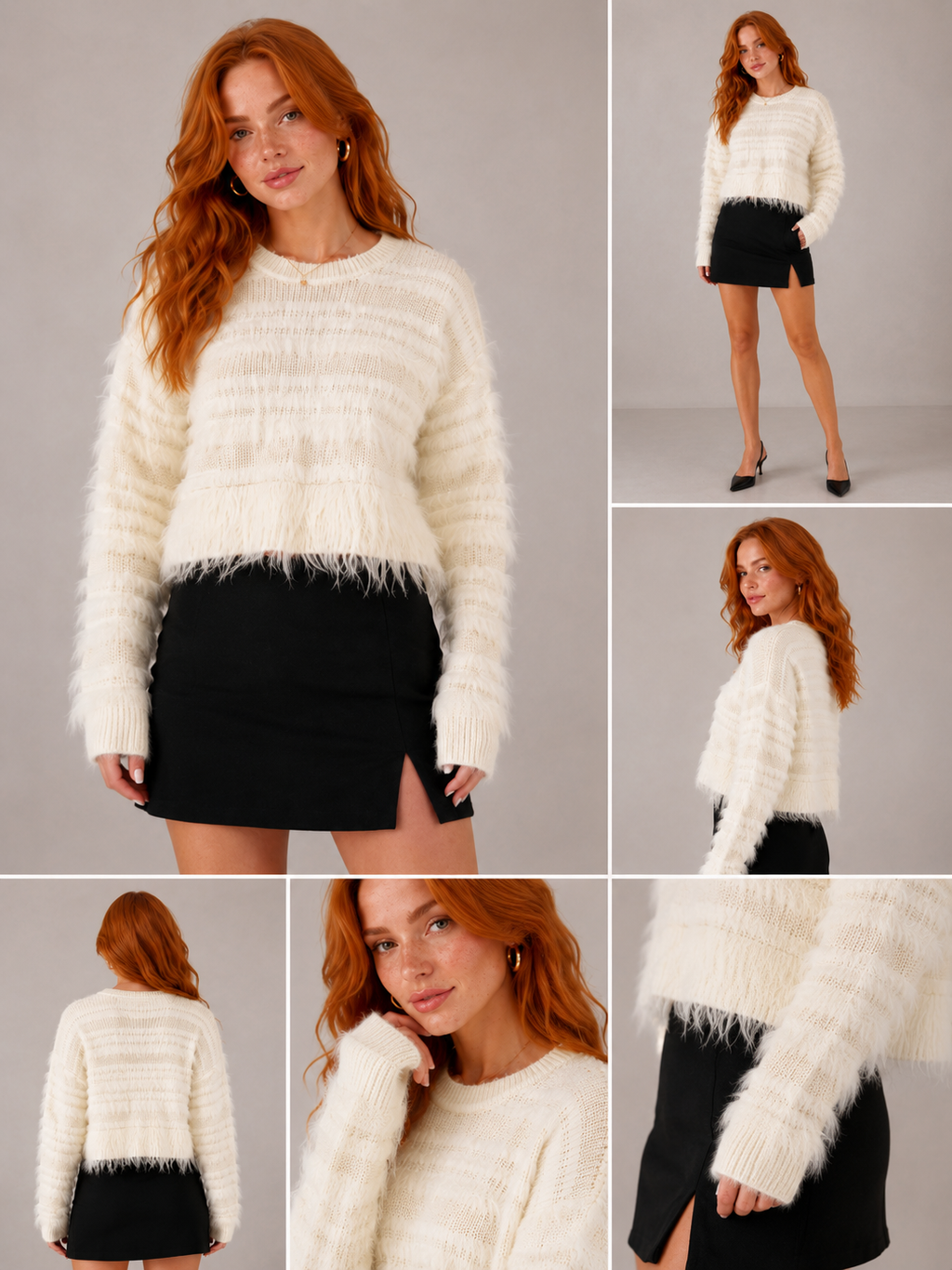 ✨ Cinq à Sept Vivi Pullover Sweater Ivory Feather Trim Luxury Designer Knit 🤍✨ Size XXS