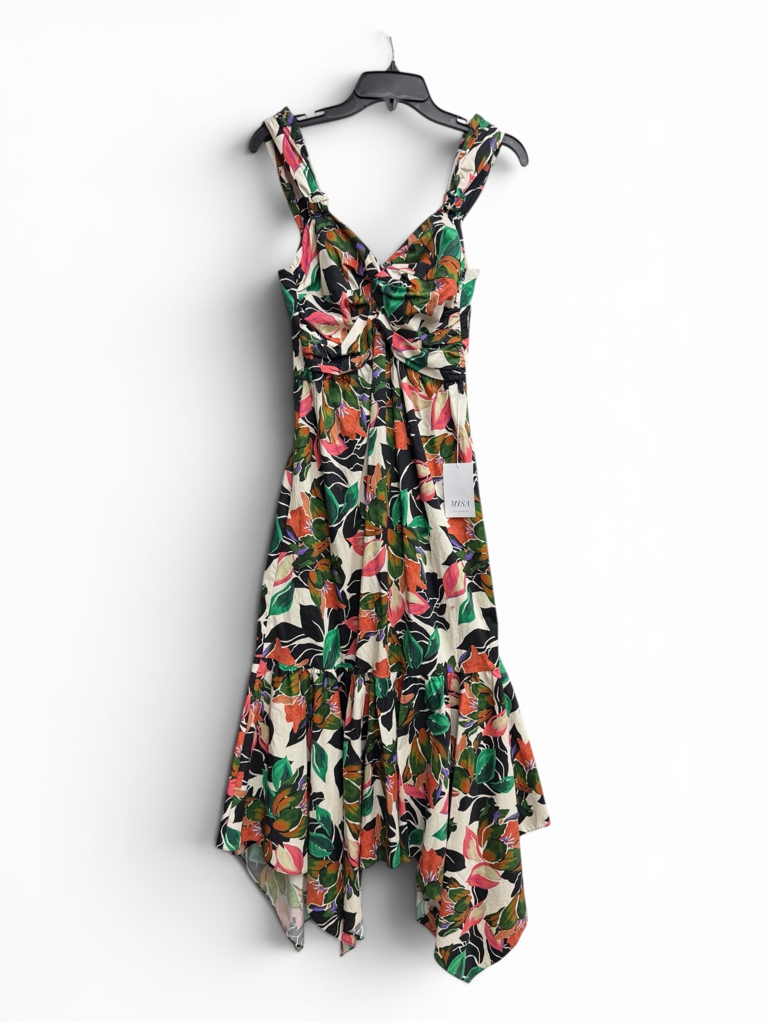 🔥🔥 MISA Esperanza Dress Las Palmas Floral Handkerchief Hem Midi Dress – Tropical Luxury Resort Dress🔥🔥 Size XS