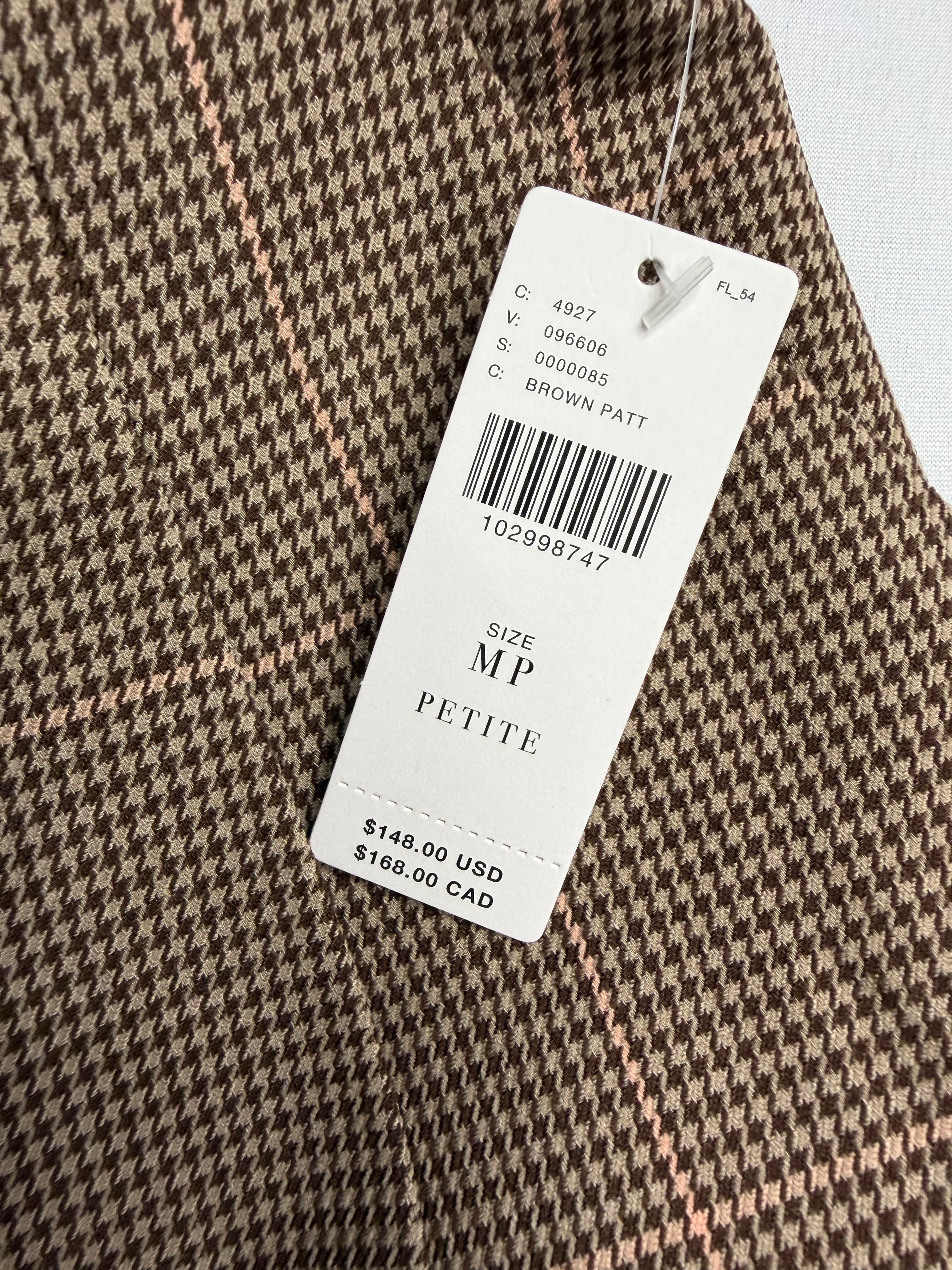 🧸🤎 Anthropologie Petites Brown Plaid Wide-Leg Trouser Pants | High Rise Tailored Relaxed Fit ✨ Petite Medium (MP)