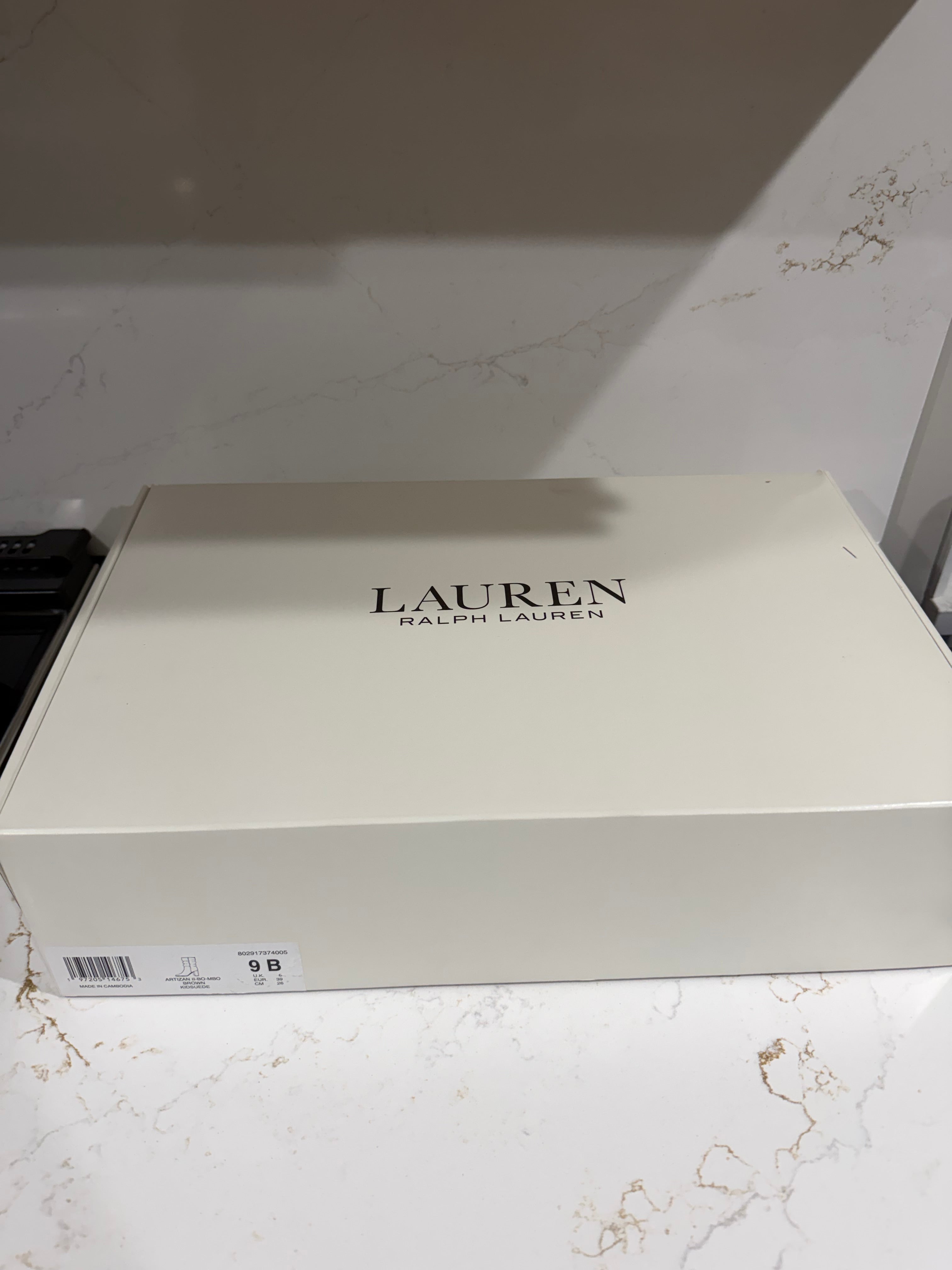 Brown Lauren Ralph Lauren Artizan II knee-high suede boots for women, size 9B, with a stylish and classic design.
