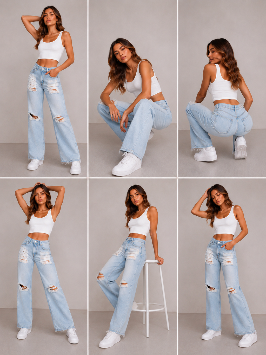 ✨ GOOD AMERICAN Distressed Wide Leg Jeans ✨ Size 6/28
