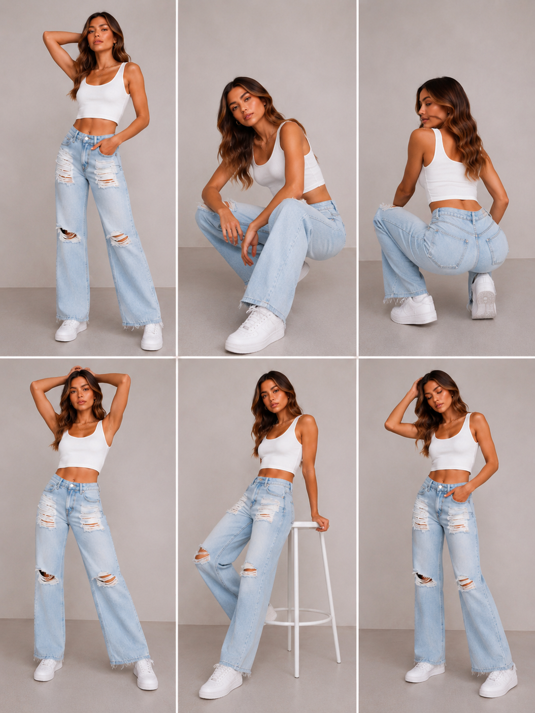 ✨ GOOD AMERICAN Distressed Wide Leg Jeans ✨ Size 6/28