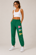 ✨ 💚 Rare Anthropologie Sunday Green Graphic Jogger Sweatpants - Casual Lounge Athleisure 💚 ✨ Size Small