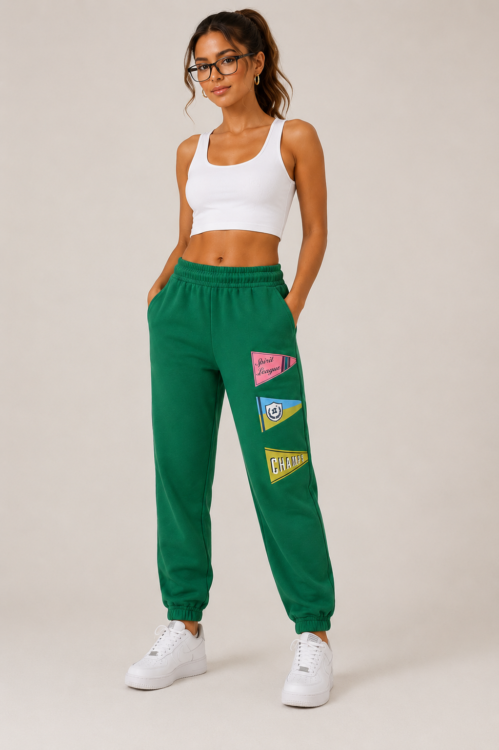 ✨ 💚 Rare Anthropologie Sunday Green Graphic Jogger Sweatpants - Casual Lounge Athleisure 💚 ✨ Size Small