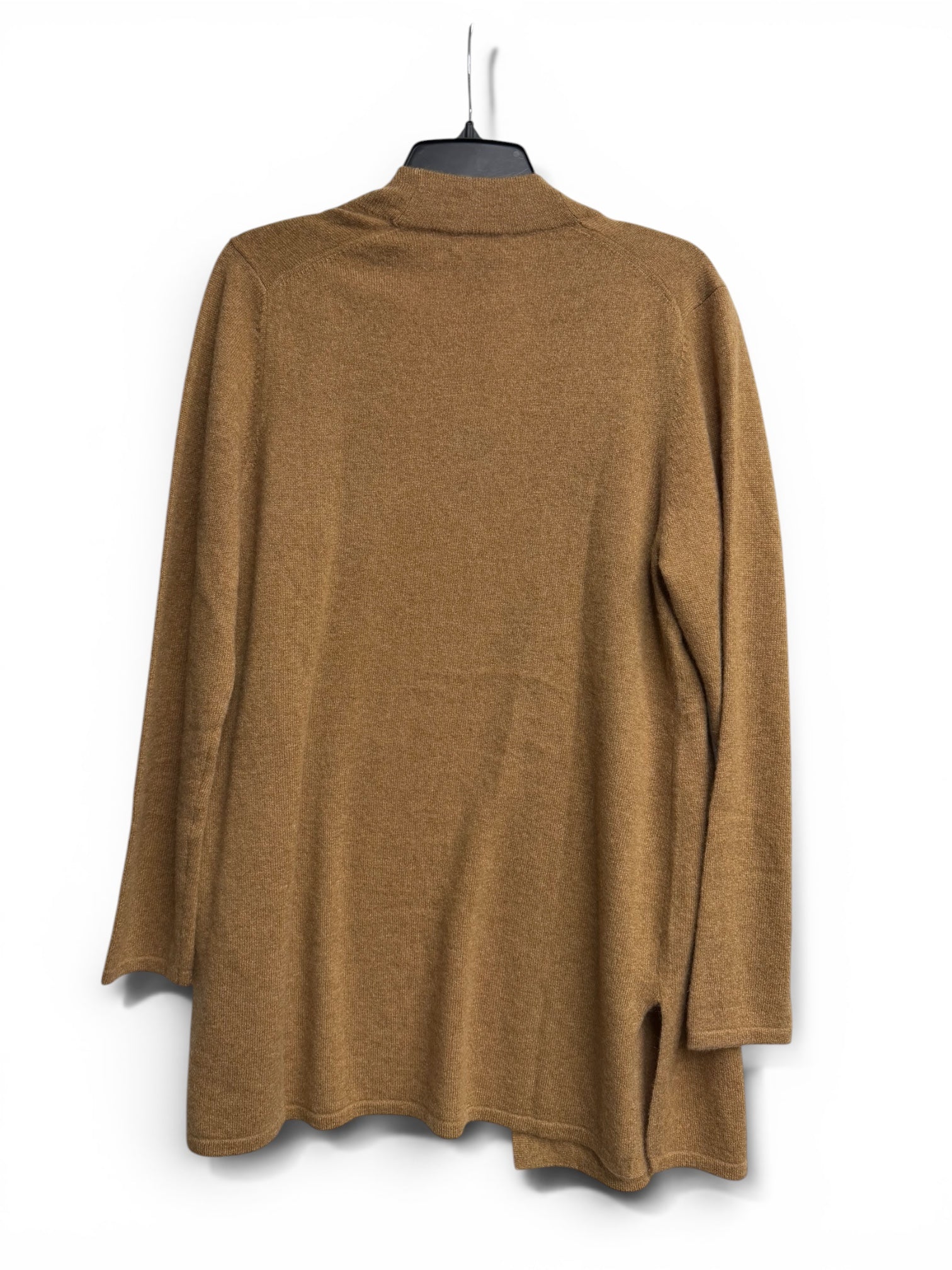 🧥✨ Charter Club Luxury 100% Cashmere Open Front Cardigan Sweater – Camel Brown – Women’s Luxury Layering Piece ✨ Size Petite Large