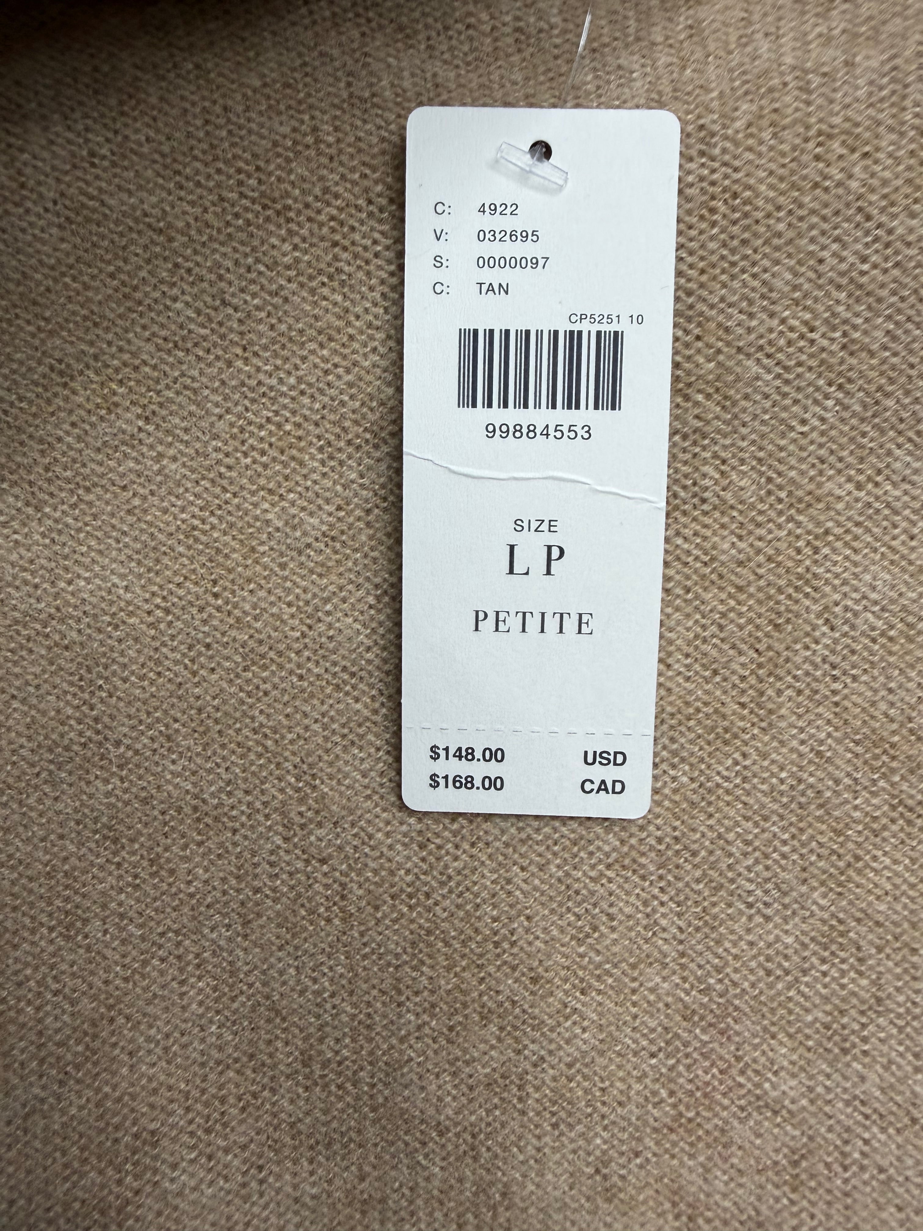 🧥✨ Anthropologie Petites Tan Mock Neck Sweater – Cozy Luxe Essential ✨🧥 Large Petite (LP)