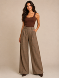 🧸🤎 Anthropologie Petites Brown Plaid Wide-Leg Trouser Pants | High Rise Tailored Relaxed Fit ✨ Petite Medium (MP)