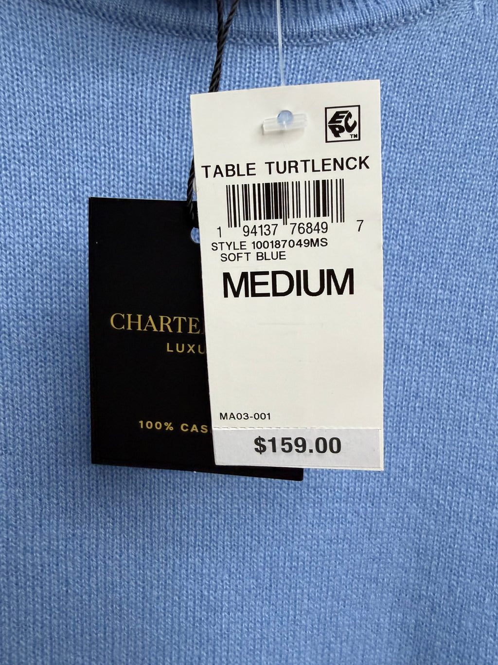 🩵✨ Charter Club Luxury 100% Cashmere Soft Blue Turtleneck Sweater – Ultra Soft Luxury Knit 🩵❄️✨ Size Medium