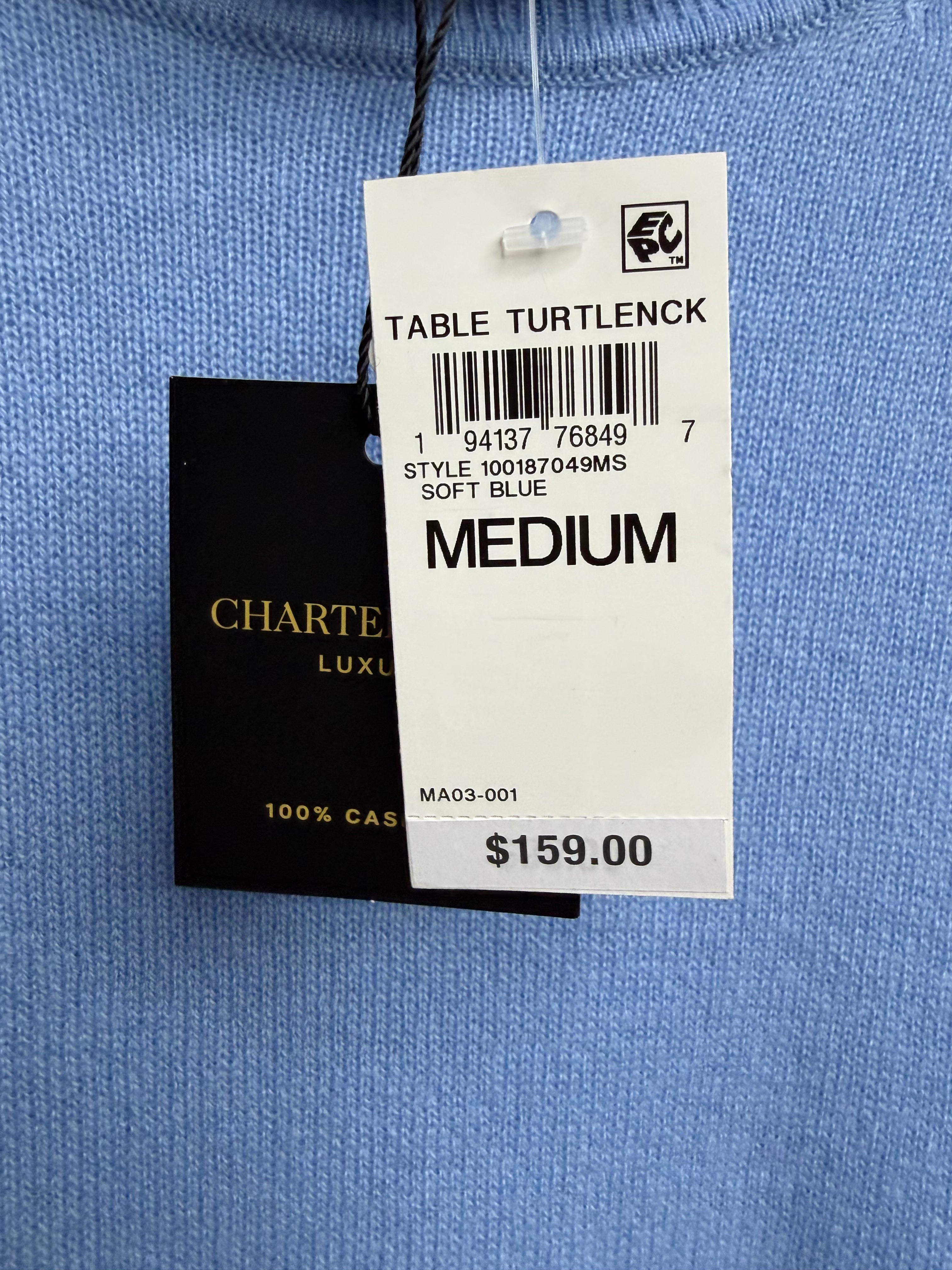 🩵✨ Charter Club Luxury 100% Cashmere Soft Blue Turtleneck Sweater – Ultra Soft Luxury Knit 🩵❄️✨ Size Medium