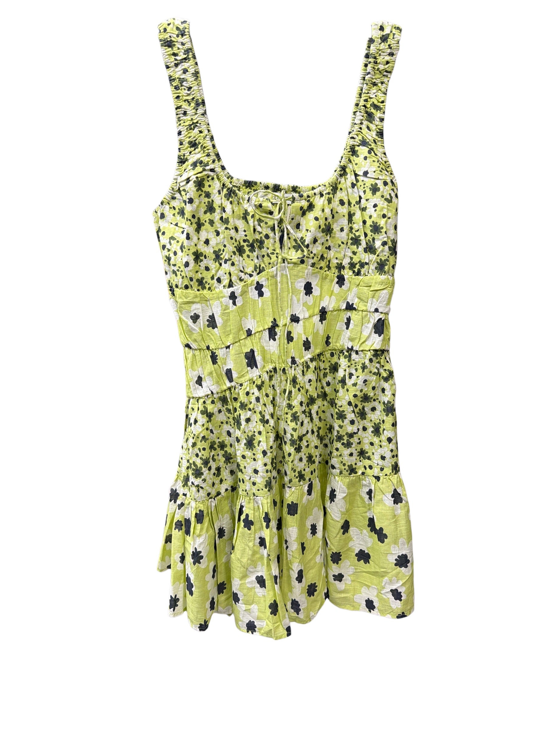 ✨ Anthropologie Green Floral Tiered Mini Dress  🌿🌼 ✨ Size Medium
