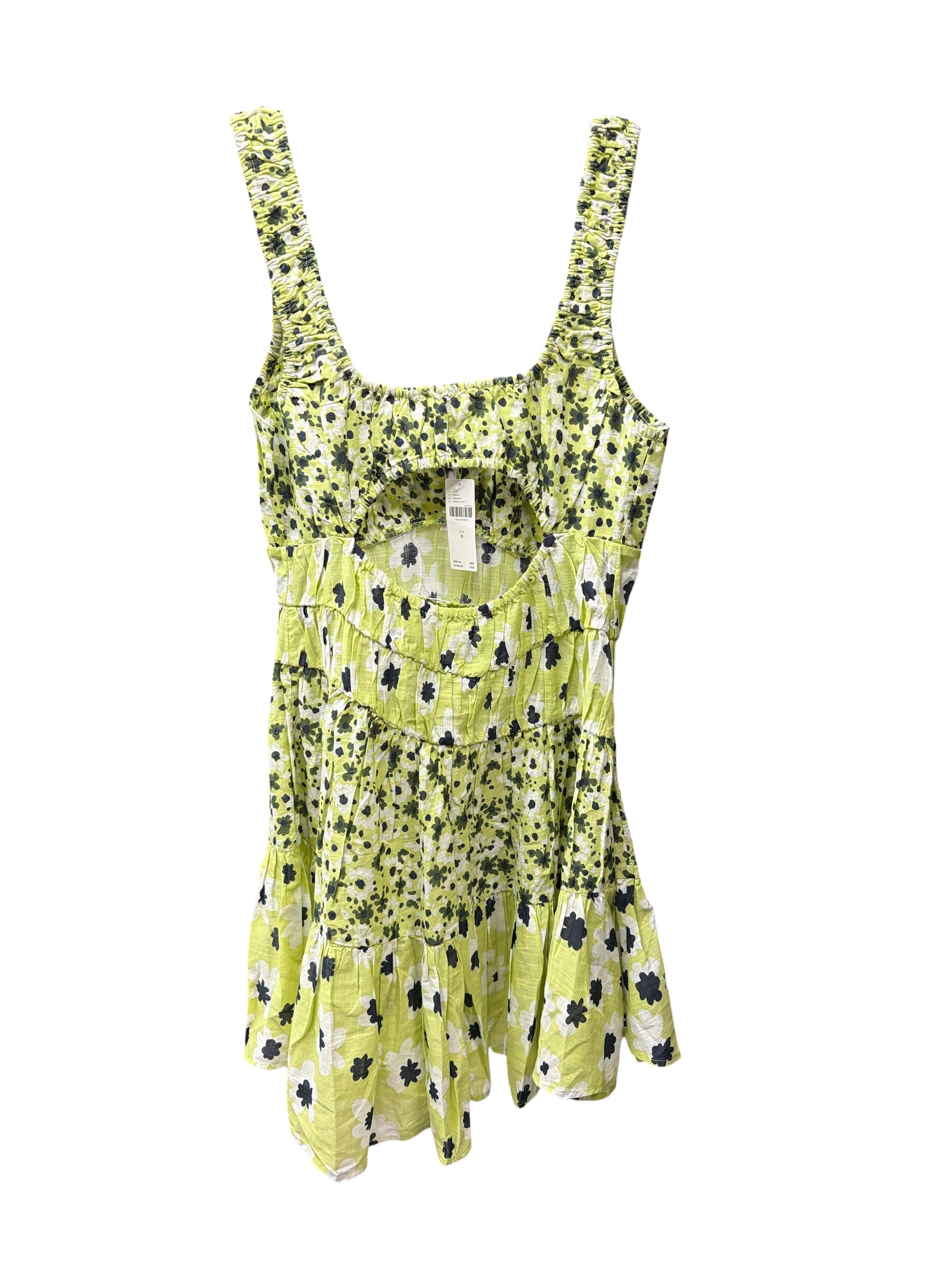 ✨ Anthropologie Green Floral Tiered Mini Dress  🌿🌼 ✨ Size Medium
