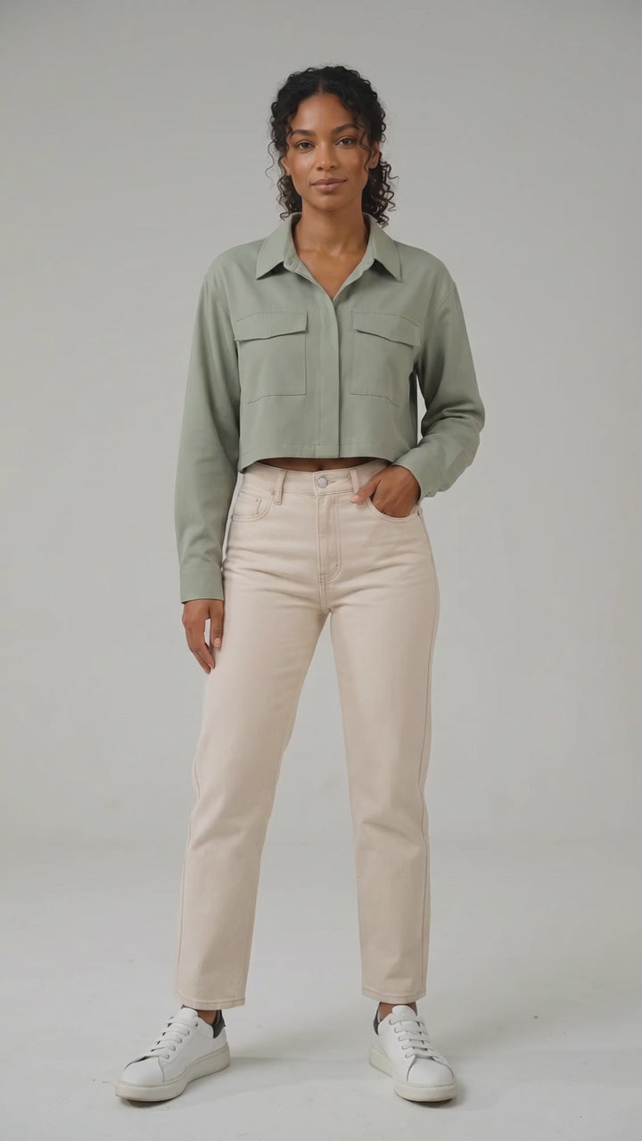 ✨ Beyond Yoga Midtown Cropped Jacket – Grey Sage | Lightweight Luxury Athleisure Jacket ✨ Size Large
